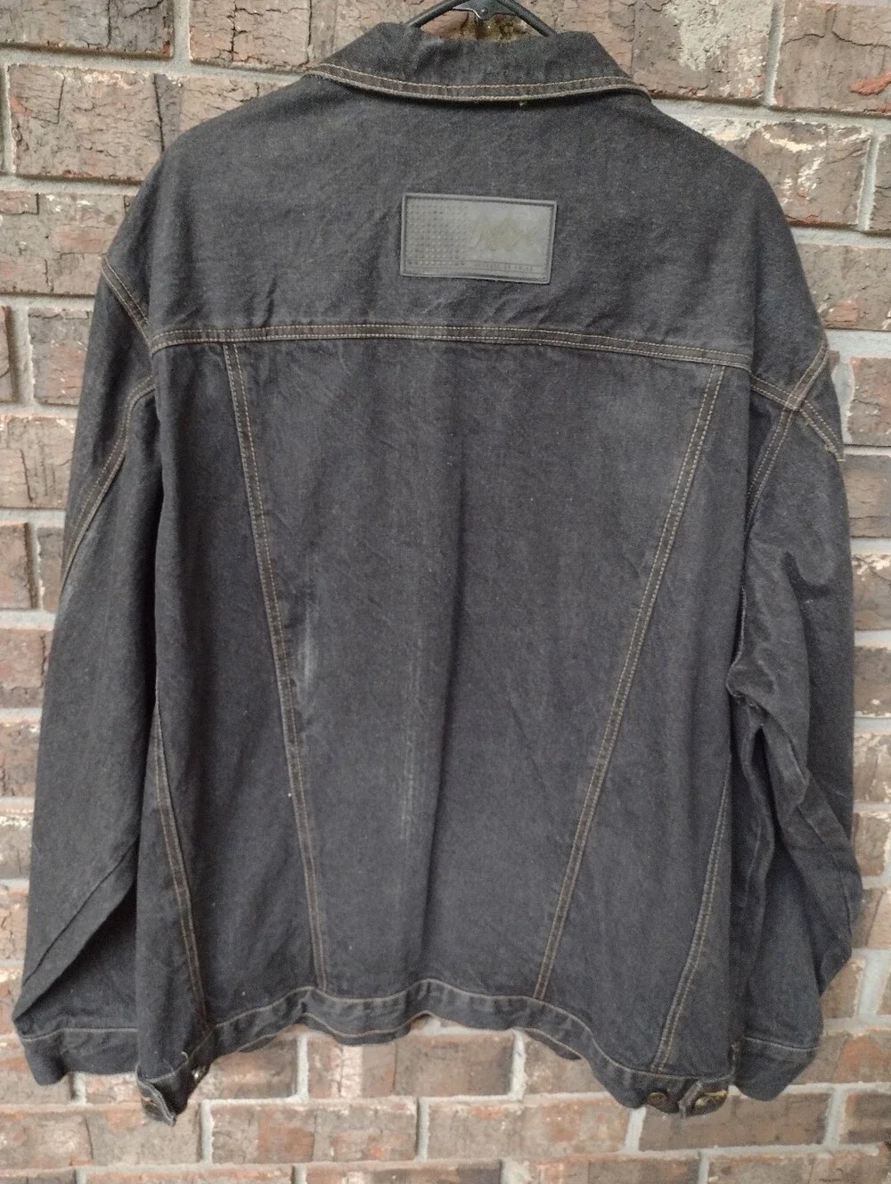 Absence Of Color Jean Trucker Jacket Black Men XXL Flap Pockets Distressed Biker